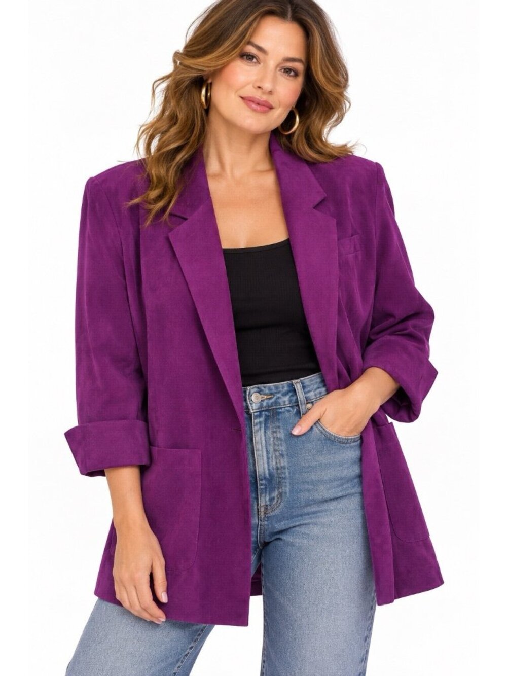 vintage 80s ULTRASUEDE blazer womens 2X purple oversized boyfriend jacket retro